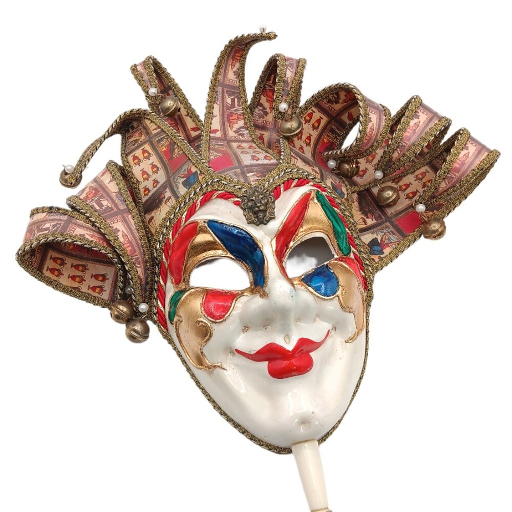 Vintage Venetian Carnival Mask Handmade Italy Masquerade Jolly Jester Mardi Gras